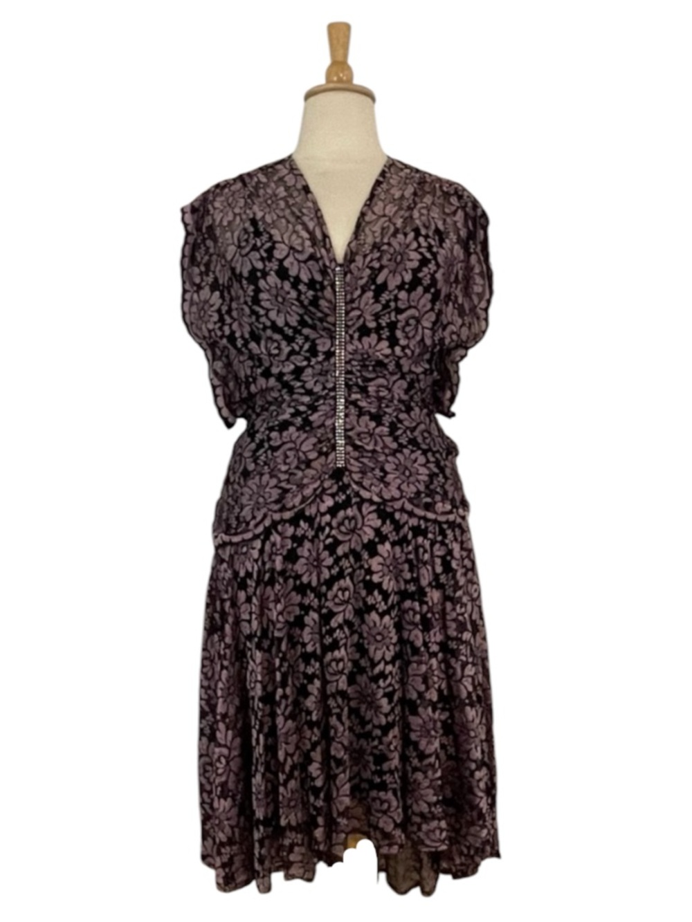 Vintage Lace Midi Dress Women’s XL 2 PC Dress Short Sleeve Witchy Glam Chic